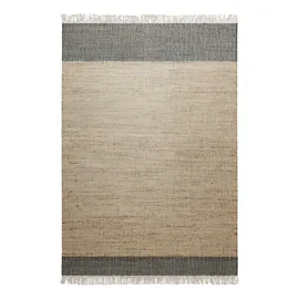 Green Looop Teppich GREEN LOOOP "Viktor GL-82303", braun (anthrazit braun,anthrazit braun), B:130cm H:4mm L:190cm, Jute, Teppiche, Teppich, Naturfaser Teppich aus 80% Jute 20% Baumwolle, mit Fransen, Wohnzimmer
