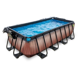 EXIT TOYS Wood Pool 400 x 200 x 100 cm inkl. Sandfilter, Abdeckung und Wärmepumpe