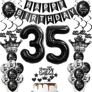 35. Geburtstagsdeko Luftballons Schwarz, Geburtstagsdeko 35 Jahr Männer, Schwarz Luftballon