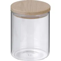 Kela Amelie Küchenbehälter, Borosilikatglas, Holzdeckel, Durchmesser 10 cm, Höhe 13 cm, 0,8 l - Transparent
