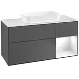 Villeroy & Boch Finion Waschtischunterschrank F711GFGK 120x60,3x50,1cm, Regal rechts Glossy white lacquer, Anthracite matt