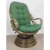 Rattani Rattanstuhl Rattan Drehsessel, Drehwippsessel Linda Fb. darkbrown grün