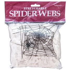 Europalms Halloween Spinnennetz weiß 50g UV-aktiv inkl. 2 schwarze Kunststoffspinnen