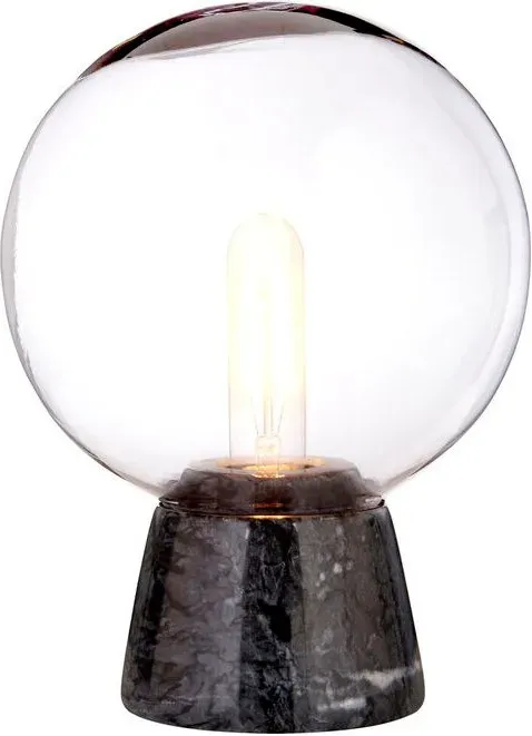 Interiors by Premier Tischlampe mit schwarzem Marmorsockel, Glas-Lampenschirm, zeitgenössisches Design (28 cm x 20 cm)