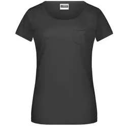 Damen T-Shirt mit Brusttasche 8003, schwarz, Größe XXL - schwarz - XXL