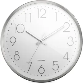 MEBUS Quarz-Wanduhr 19627  silber