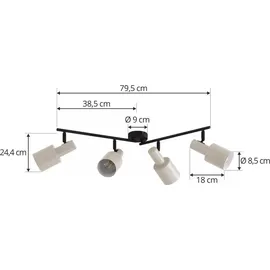 LINDBY Ovelia 4-flg. beige 80 x 9 x 25 cm