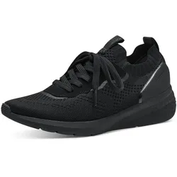 Slip-On Sneaker TAMARIS, Damen, Gr. 37, schwarz, Textil, Lederimitat, Synthetik, sportlich, Schuhe Sneaker, Freizeitschuh, Halbschuh, Schnürschuh mit aufgesetzer Zierschnürung