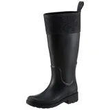 Tommy Hilfiger Gummistiefel TOMMY HILFIGER "RUBBER LONG BOOT MONOGRAM", Damen, Gr. 40, Normalschaft, schwarz, Gummi, unifarben, Schuhe Gummistiefel, Blockabsatz, Schlupfstiefel, Outdoorstiefel, Monogramm-Print