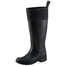 Tommy Hilfiger Gummistiefel TOMMY HILFIGER "RUBBER LONG BOOT MONOGRAM", Damen, Gr. 40, Normalschaft, schwarz, Gummi, unifarben, Schuhe Gummistiefel, Blockabsatz, Schlupfstiefel, Outdoorstiefel, Monogramm-Print