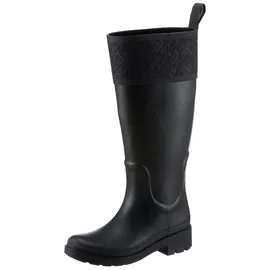 Tommy Hilfiger Gummistiefel TOMMY HILFIGER "RUBBER LONG BOOT MONOGRAM", Damen, Gr. 40, Normalschaft, schwarz, Gummi, unifarben, Schuhe Gummistiefel, Blockabsatz, Schlupfstiefel, Outdoorstiefel, Monogramm-Print