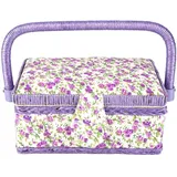 Purple Fabric Craft Aufbewahrungsbox Flower Printed Nähkorb Große Strickwerkzeuge Aufbewahrungsstoff Craft für Nähwerkzeuge Sewing Organizer Handmade