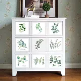 Fliesenaufkleber Salbeigrüne Blätter Mosaikfliesen PVC Wasserdicht Fliesenaufkleber Bad Ölfest Klebefliesen Spritzschutz Fliesenfolie Hitzebeständig Küchen Rückwand Selbstklebend 10x10cm