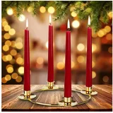 BRUBAKER Adventskranz Kerzenhalter für 4 Kerzen - 22 cm Adventsring für Stabkerzen, Adventskerzenhalter Ring - Kerzenständer aus Metall für Adventskranz goldfarben
