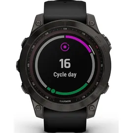 Garmin fenix 7 Sapphire Solar schiefergraues DLC-Titan mit schwarzem Armband