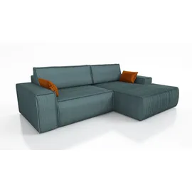 A&J MöbelLand Ecksofa TOR mit Schlaffunktion. Farbe: Azur. - Blau