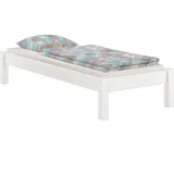 Erst-Holz Weißes Futonbett ohne Kopfteil Kiefer massiv 90x200, mit Rollrost aus Federleisten 60.35-09WFL