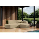 Fun Möbel Garten Ecksofa SUNDAY XS in wetterfester Stoff ART-N Beige Ottomane Rechts - Beige