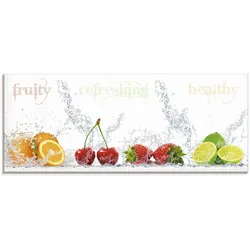 Glasbild ARTLAND "Fruchtig erfrischend gesund Fruchtmix", bunt (farbe bild(er): bunt), B:125cm H:50cm, Bilder, in verschiedenen Größen
