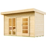 Weka Saunahaus Farsund mit Vorraum - 38 mm BlockbohlenInkl. bodentiefem Fenster in der Front Ohne Ofen