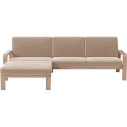 Ecksofa SIT & MORE "Kolding L-Form", beige, B:264cm H:91cm T:178cm, 100% Polyester, Sofas, Armlehnen aus Buchenholz in natur, verschiedene Bezüge und Farben