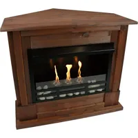 Gelkamin Ethanolkamin Kaminofen Eckkamin Rafael inkl. Zubehör Set + Sicherheitsglas - Nussbaum - Braun