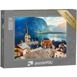 puzzleYOU Puzzle Puzzle 1000 Teile XXL „Herbstmorgen am Bergdorf Hallstatt, Österreich“, 1000 Puzzleteile, puzzleYOU-Kollektionen Österreich