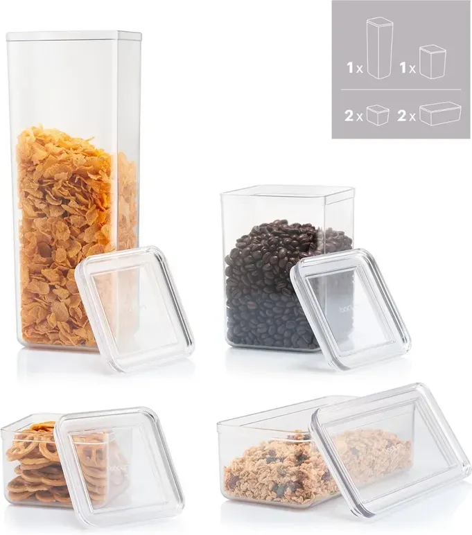 BODUM CANTEEN Set mit 12 Vorratsgläsern - Transparenter Deckel