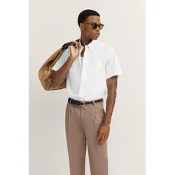 Kurzarmhemd BUGATTI, Herren, Gr. XXL, Normalgrößen, 10, weiß, 100% Baumwolle, unifarben, casual, normal, Kurzarm, Hemden, mit Button-Down-Kragen