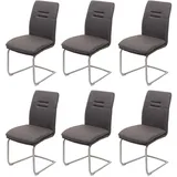 chefgastro Esszimmerstuhl Stoff Grau-Braun 6er Set