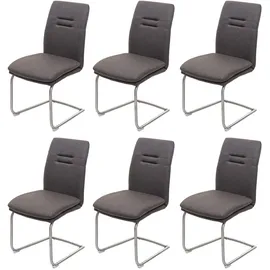 chefgastro Esszimmerstuhl Stoff Grau-Braun 6er Set
