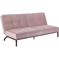 AC Design Furniture Bent Schlafsofa in Rosa, Schlafsofa mit 3 Liegepositionen, Moderner 3-Sitzer, gepolstertes Sofa mit Samtstoff und schwarzen Beinen, B: 198 x H: 87 x T: 95 cm