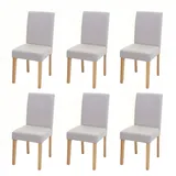 Mendler 6er-Set Esszimmerstuhl Stuhl Küchenstuhl Littau Textil, creme-beige, helle Beine