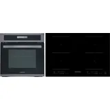 Respekta Backofen Herd Kochfeld Herdset Induktion Black Steel 2 Flexzonen Slider Respekta