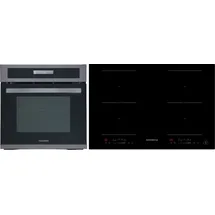 Respekta Backofen Herd Kochfeld Herdset Induktion Black Steel 2 Flexzonen Slider Respekta