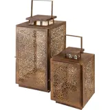 Lesli Living Bodenwindlicht 2er Set Laterne Windlicht SPOT Metall Antik-Stil (2 St) braun
