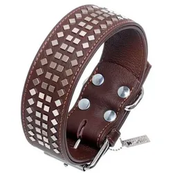Karlie Vintage Halsband mit 4eck-Nieten 50mm - Braun - 50 mm / 70 cm