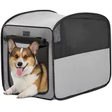 Petsfit Faltbare Hundebox Hundetransportbox Auto tragbare Welpenauslauf Reise Hundehütte Hundebett Pop-up Design für kleine mittlere Hunde mit Plüschkissen und Aufbewahrungstasche