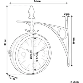 Beliani Wanduhr ROMONT 34 cm Metall silber