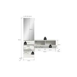 VCM Vaga Garderobenschrank 156x36x190 cm weiß