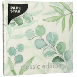 200 Servietten, 3-lagig 1/4-Falz 33 cm x 33 cm `Eucalyptus Twigs`