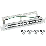 HMF 63346 STP Keystone-Patchpanel 10 Zoll 1 HE 12 Ports RJ45 Lichtgrau