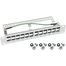 HMF 63346 STP Keystone-Patchpanel 10 Zoll 1 HE 12 Ports RJ45 Lichtgrau