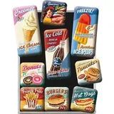 Nostalgic-Art Magnete 83069 USA American Diner, Magnetset, verschiedene Motive und Größen, 9 Stück,