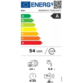 Beko BG840EXVI Einbau-Geschirrspüler (vollintegrierbar, 600 mm breit)