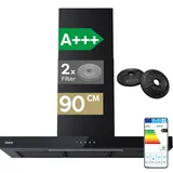 Ciarra A+++ 650 m3/h Dunstabzugshaube 90cm Wandhaube WIFI +APP & Touch Control VMB9102