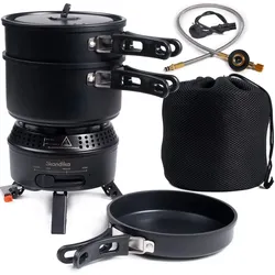 Campingkocher Rask - Camping Kocher Hybrid - 2 in 1 Betrieb mit Strom oder Gas SCHWARZ No Size