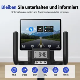 Merach Liege-ergometer, Heimtrainer Fahrrad für Zuhause, 8 Widerstandsstufen, App, bis 158kg, Tablet-Halter, leise
