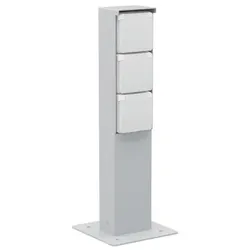 Niko Züblin 700-36135 Spritzwassergeschützte Anschlusssäule mit Dreifachsteckdose, Schutzkontakt und Bodenplatte, grau 70036135