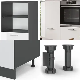 Vicco Küchenblock Weiß Hochglanz/Anthrazit 180 cm ohne Arbeitsplatte